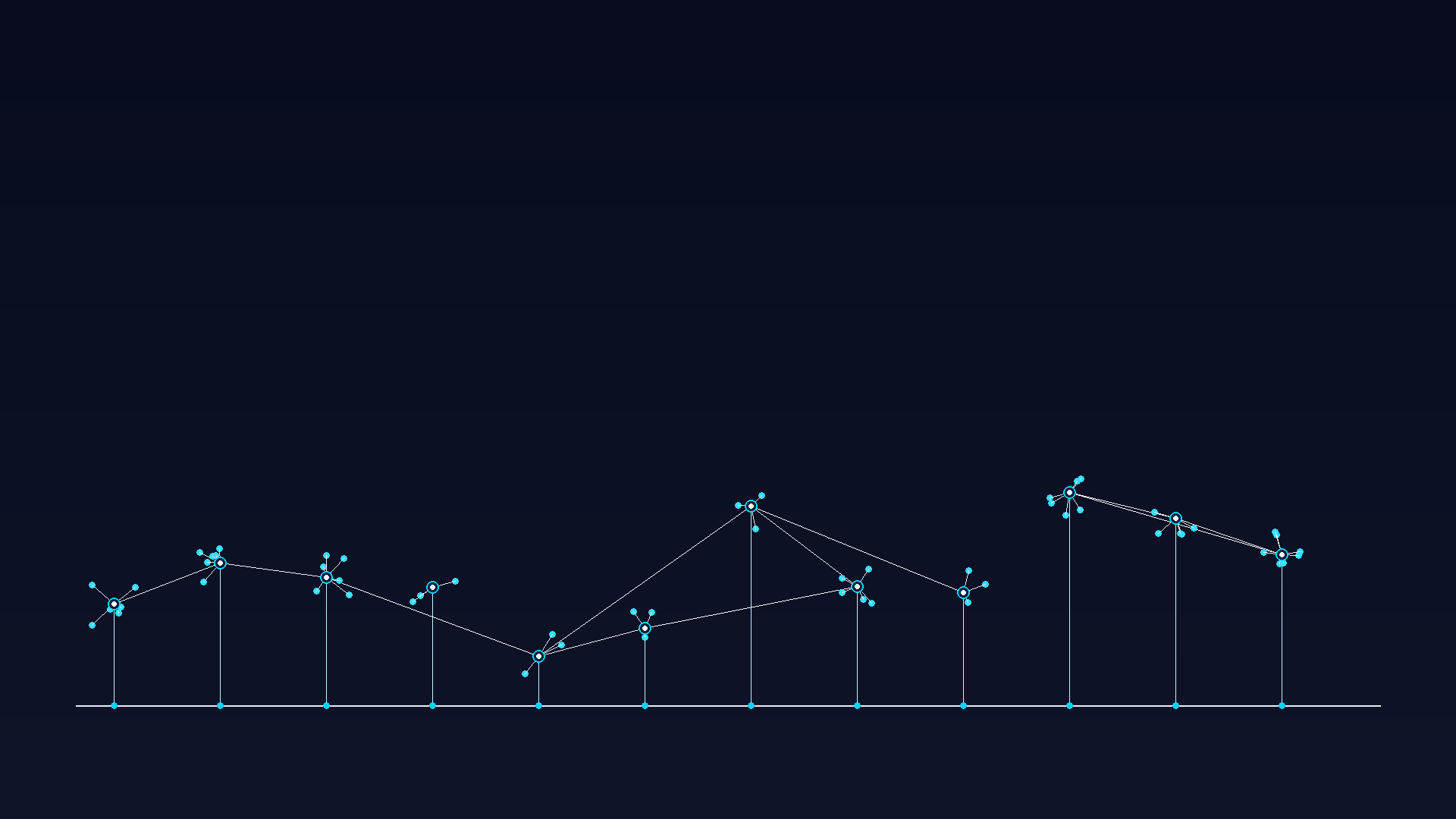 Experience Graph abstract data visualization with connected nodes and timelines